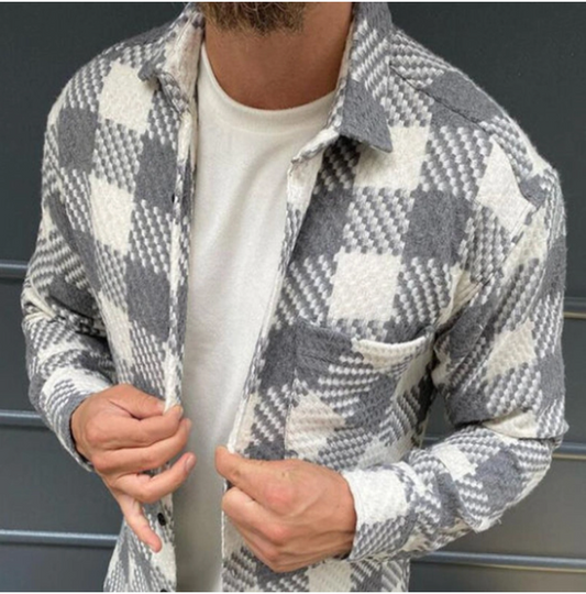 Alejandro- Chaqueta Gris a Cuadros para Otoño/Invierno