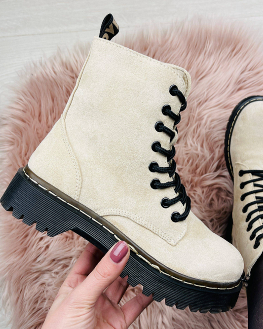 Lena- Botas de Antelina beige